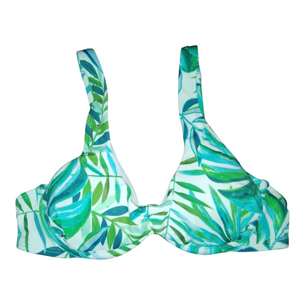 Shade and Shore Womens Green‎ Tropical Underwired Bikini Swim Top Size 32 B